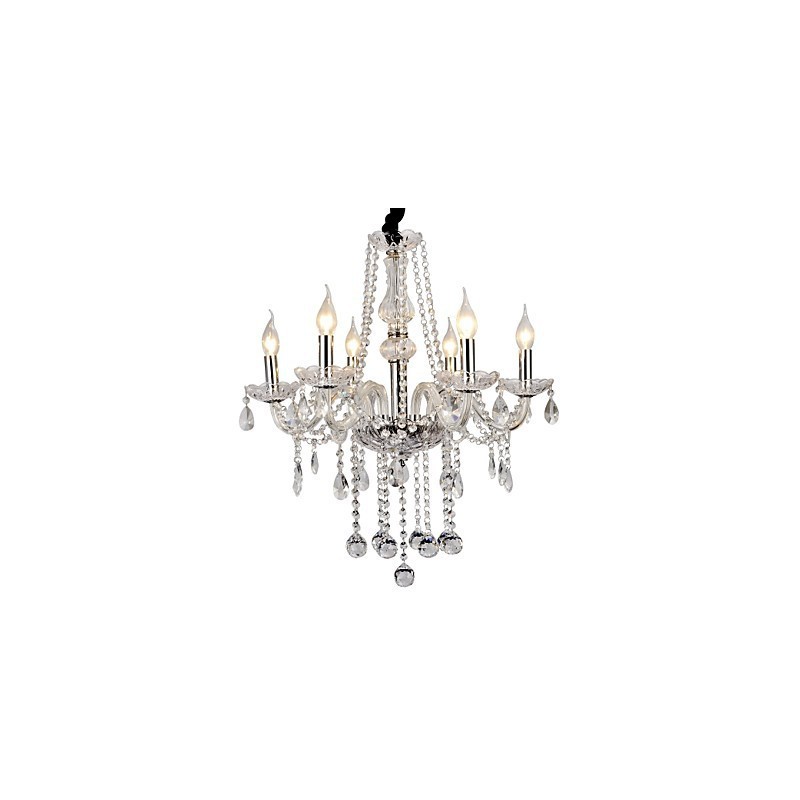 Lampadario contemporaneo in metallo elettroplaccato e cristallo