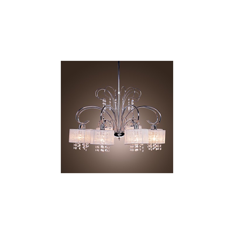 Lampadario moderno contemporaneo in metallo cromato e cristallo