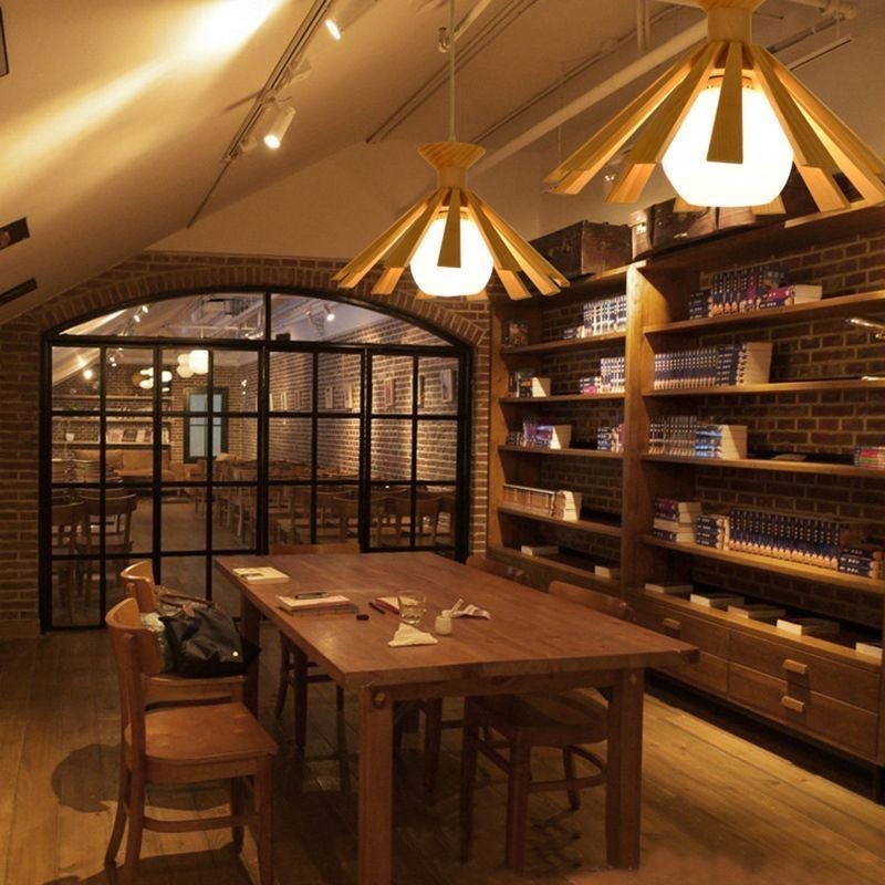 Lampada a sospensione in legno semplice moderna E26/E27 1 luce