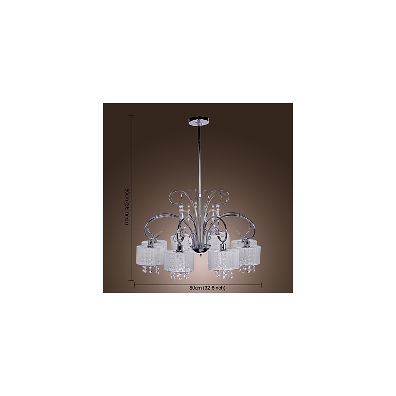 Lampadario moderno contemporaneo in metallo cromato e cristallo