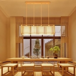 Lampada a sospensione minimalista in legno a gabbia