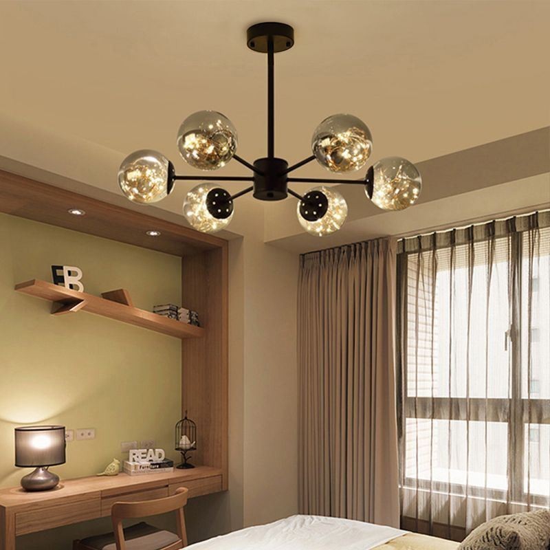 Lampada a sospensione LED Magic Bean Gypsophila stile nordico con sfere in vetro