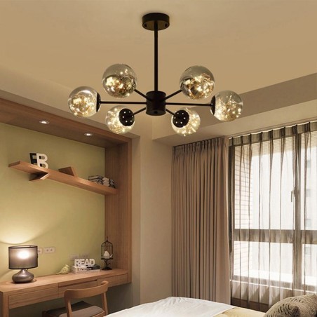 Lampada a sospensione LED Magic Bean Gypsophila stile nordico con sfere in vetro