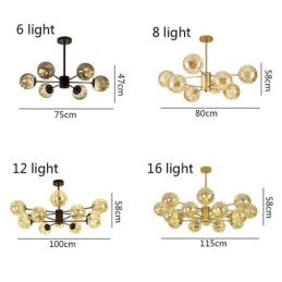 Lampada a sospensione LED Magic Bean Gypsophila stile nordico con sfere in vetro