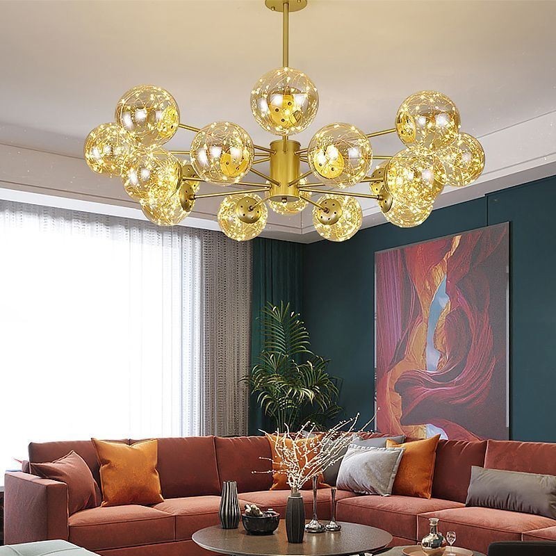 Lampada a sospensione LED Magic Bean Gypsophila stile nordico con sfere in vetro