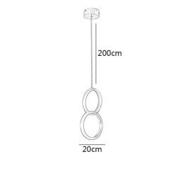 Lampada a sospensione LED con anelli in ottone, 2 luci, 17 W, 20x40 cm