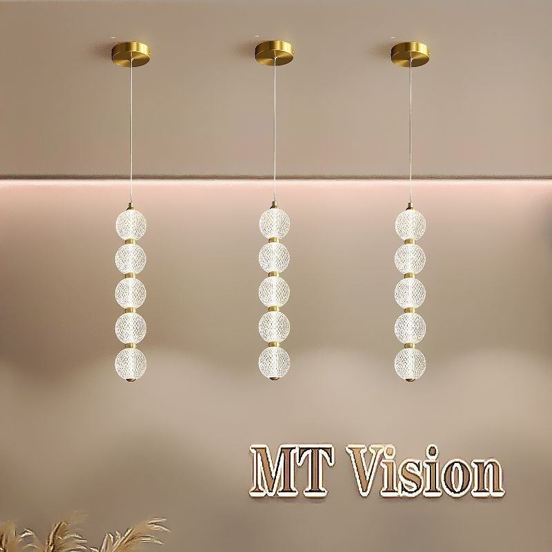 Lampada a sospensione LED con perline acriliche, moderna, 3/5 luci