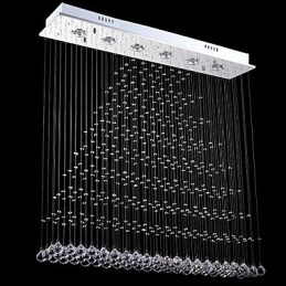 Lampadario a sospensione rettangolare in cristallo LED integrato argento