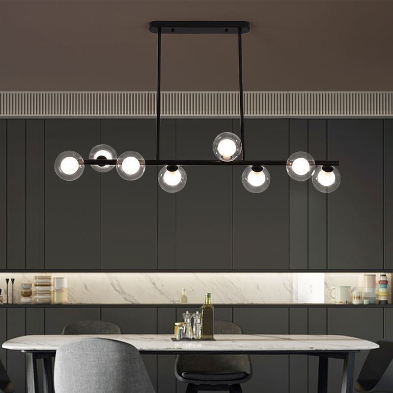 Lampadario a sospensione LED in vetro a globo orizzontale, 6/8 luci