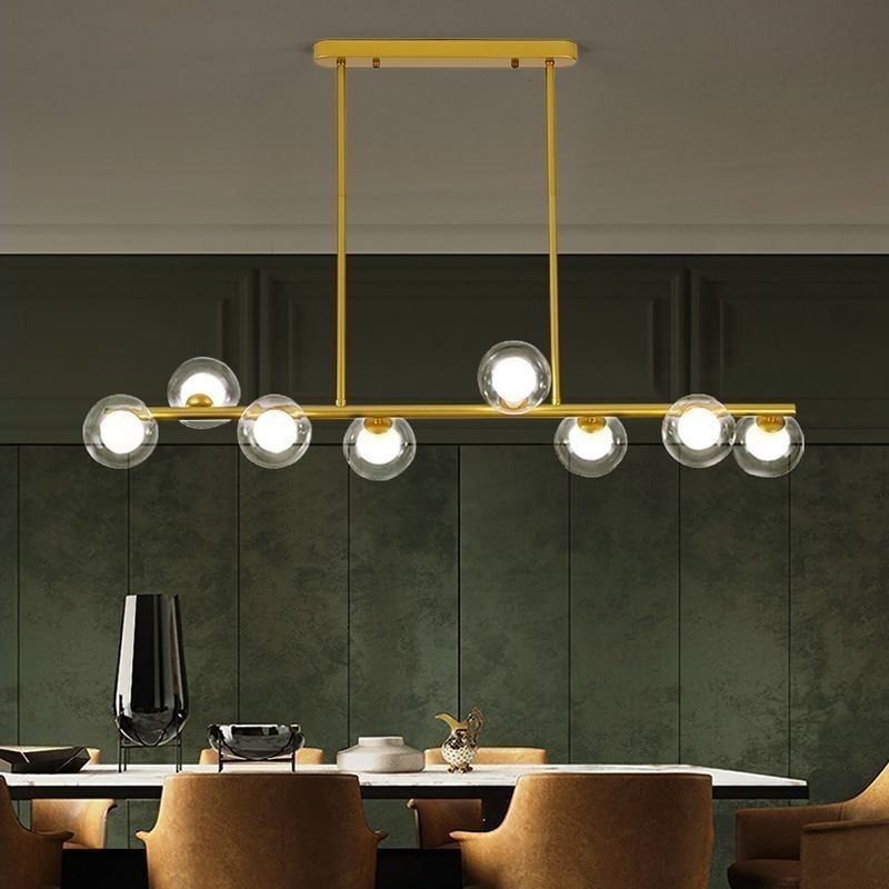 Lampadario a sospensione LED in vetro a globo orizzontale, 6/8 luci