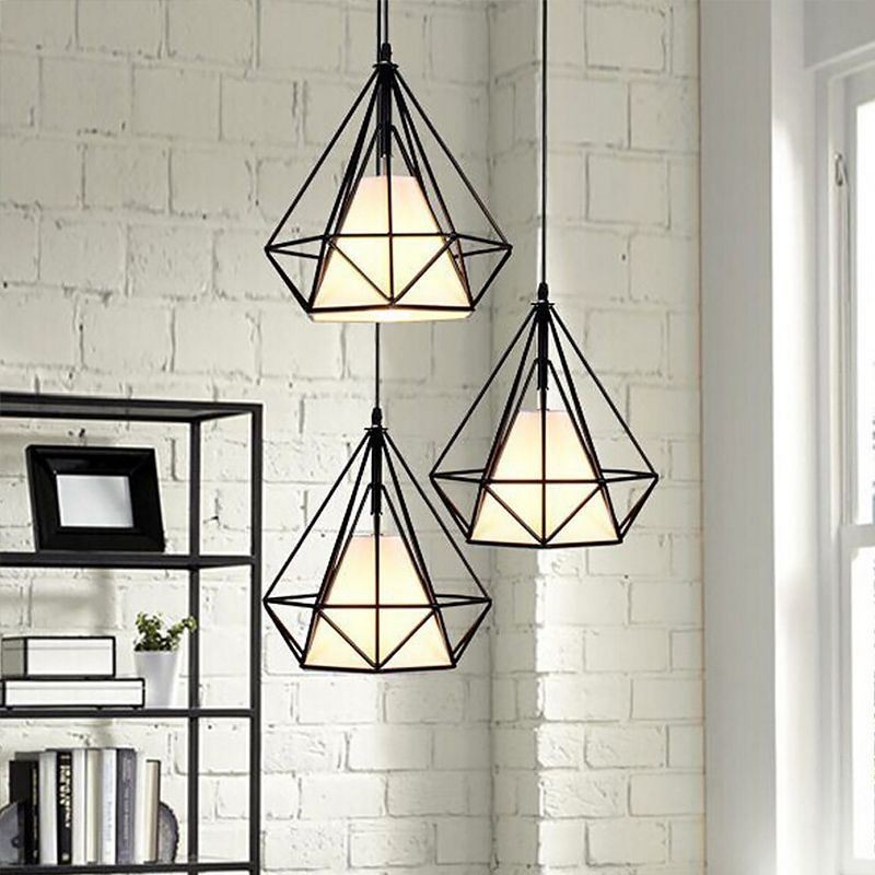 Lampada a sospensione a diamante moderna minimalista 3 luci E26/E27