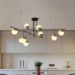 Lampadario a sospensione LED a sfera in vetro, 3 o 9 luci