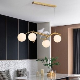 Lampada a sospensione nordica minimalista a ramo 4 luci in vetro 83x30 cm