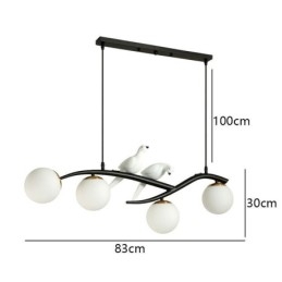 Lampada a sospensione nordica minimalista a ramo 4 luci in vetro 83x30 cm