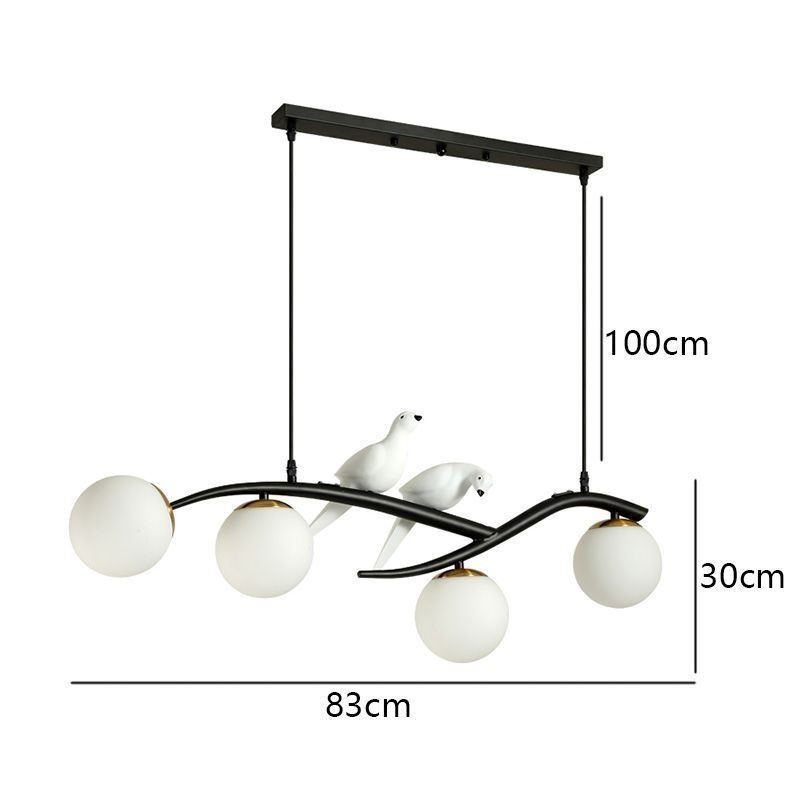 Lampada a sospensione nordica minimalista a ramo 4 luci in vetro 83x30 cm