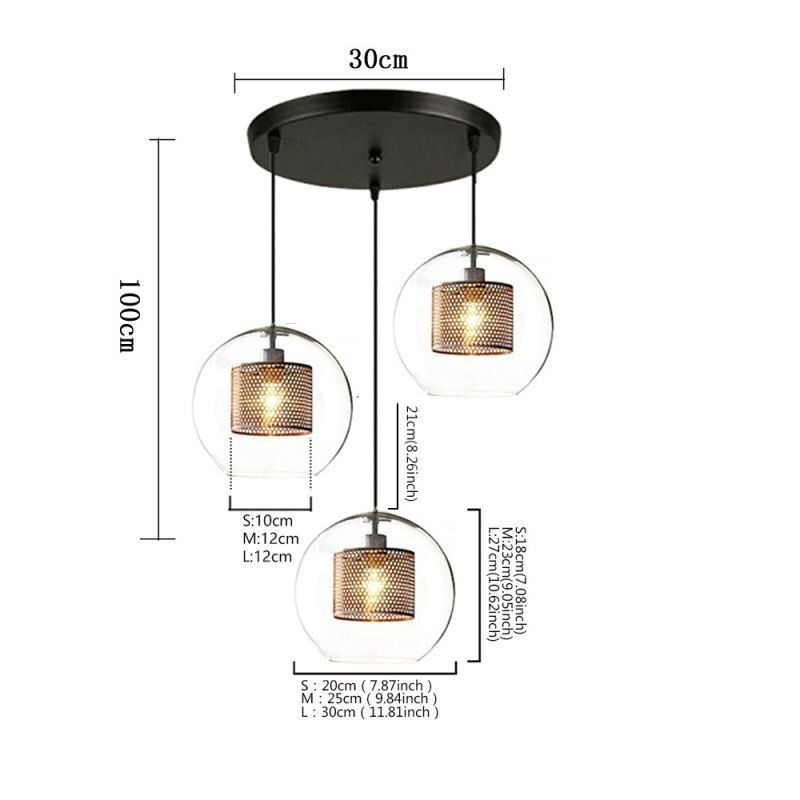 Lampada a sospensione in vetro minimalista a 3 luci, lampada da soffitto a isola