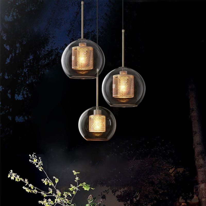Lampada a sospensione in vetro minimalista a 3 luci, lampada da soffitto a isola