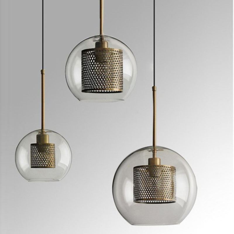 Lampada a sospensione in vetro minimalista a 3 luci, lampada da soffitto a isola
