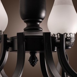Lampadario classico tradizionale dipinto stile candela 8 luci E26/E27 nero e bianco 72 cm