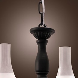 Lampadario classico tradizionale dipinto stile candela 8 luci E26/E27 nero e bianco 72 cm