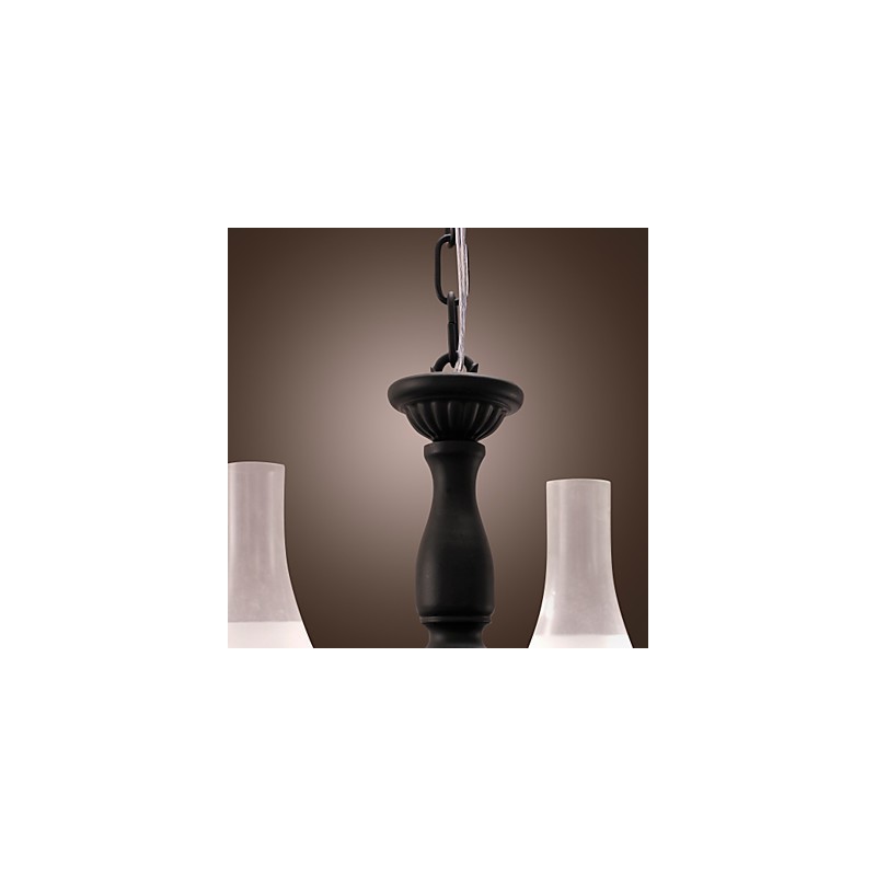 Lampadario classico tradizionale dipinto stile candela 8 luci E26/E27 nero e bianco 72 cm