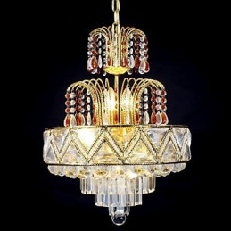 Lampadario classico tradizionale in metallo dipinto e cristallo 60x40 cm