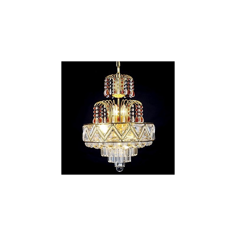 Lampadario classico tradizionale in metallo dipinto e cristallo 60x40 cm
