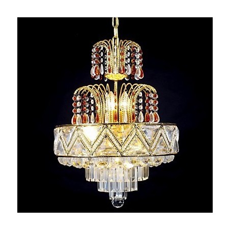 Lampadario classico tradizionale in metallo dipinto e cristallo 60x40 cm