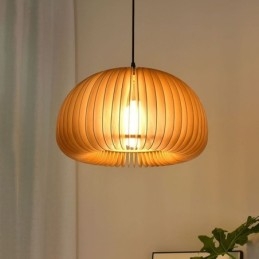 Lampada a sospensione retrò in tiglio a forma di zucca, E26/E27, 30 cm/42 cm