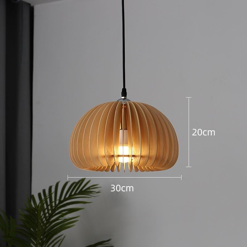 Lampada a sospensione retrò in tiglio a forma di zucca, E26/E27, 30 cm/42 cm