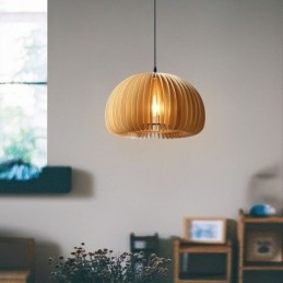 Lampada a sospensione retrò in tiglio a forma di zucca, E26/E27, 30 cm/42 cm