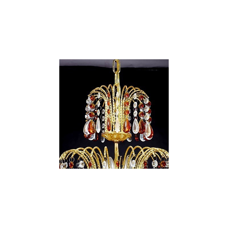 Lampadario classico tradizionale in metallo dipinto e cristallo 60x40 cm