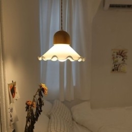 Lampada a sospensione moderna in vetro con pizzo, a singola luce