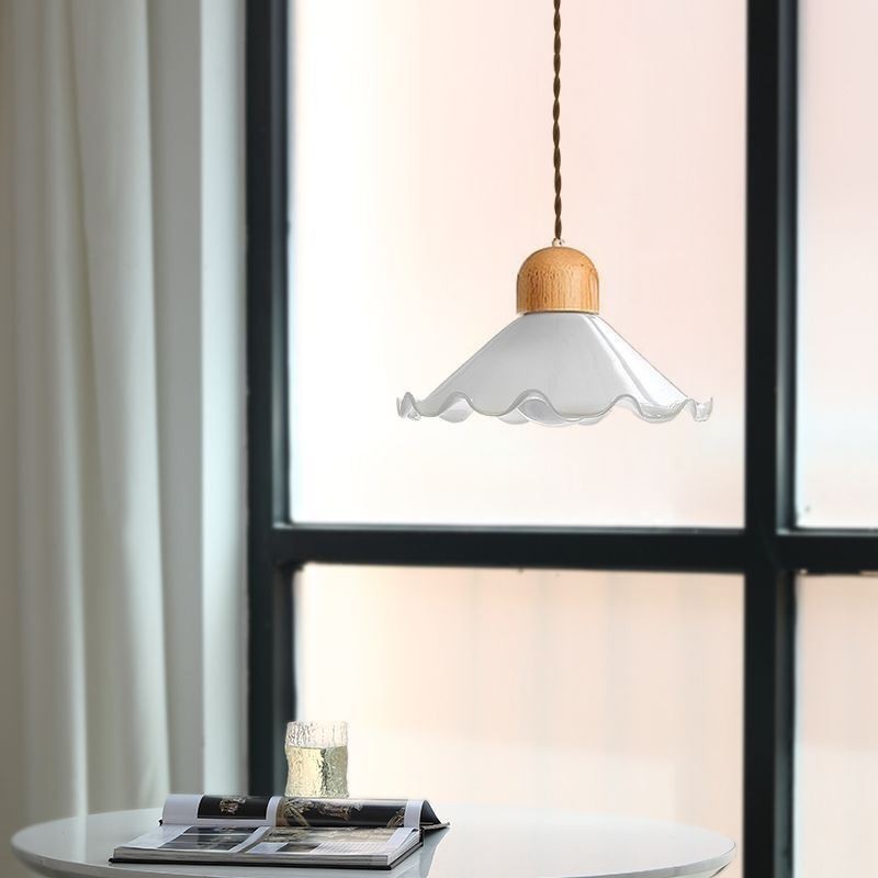 Lampada a sospensione moderna in vetro con pizzo, a singola luce