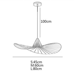 Lampada a sospensione in ferro stile cappello di paglia, 1 luce