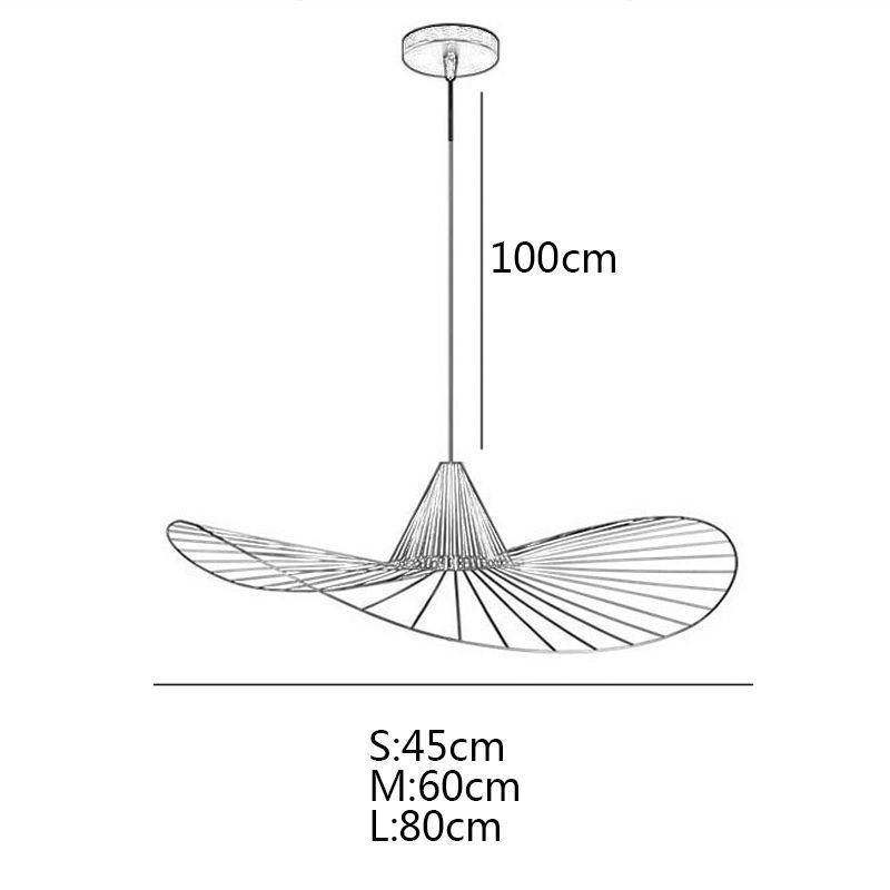 Lampada a sospensione in ferro stile cappello di paglia, 1 luce