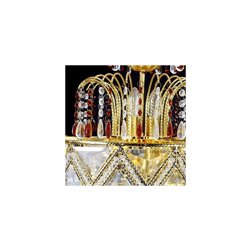 Lampadario classico tradizionale in metallo dipinto e cristallo 60x40 cm