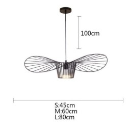 Lampada a sospensione in ferro con cappello di paglia 1 luce E26/E27