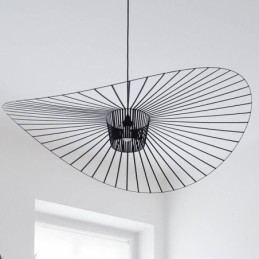 Lampada a sospensione in ferro con cappello di paglia 1 luce E26/E27