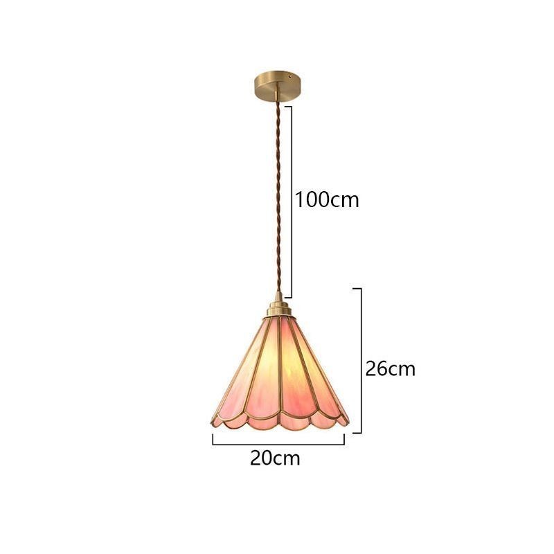 Lampada a sospensione in vetro stile giapponese petalo retrò
