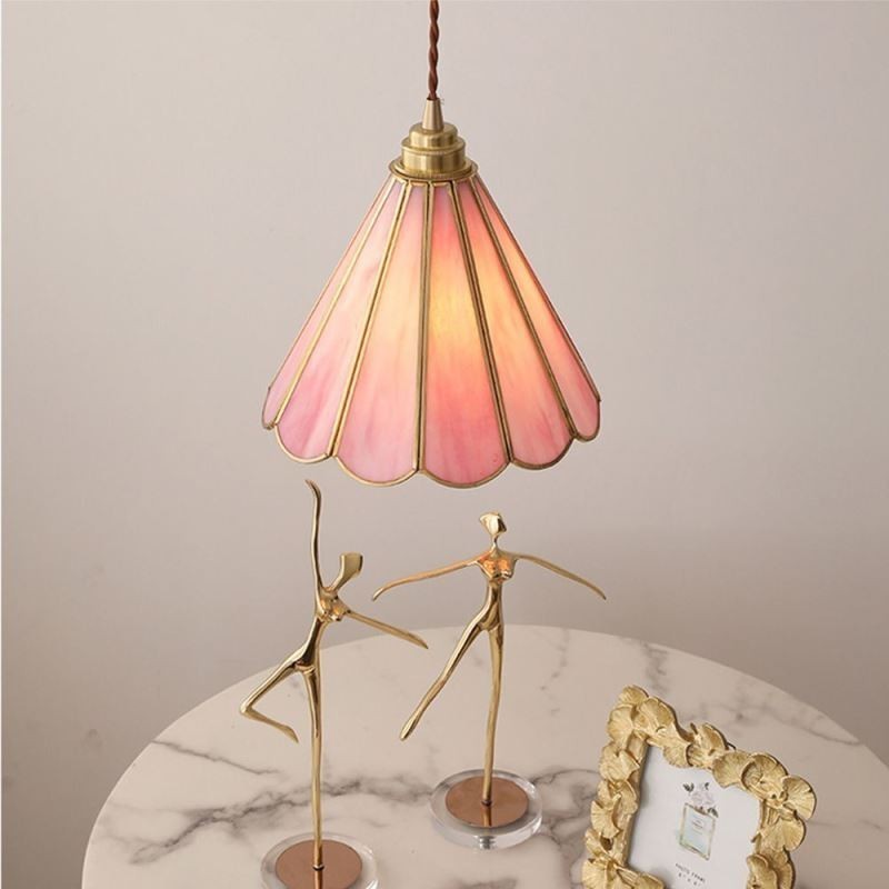 Lampada a sospensione in vetro stile giapponese petalo retrò