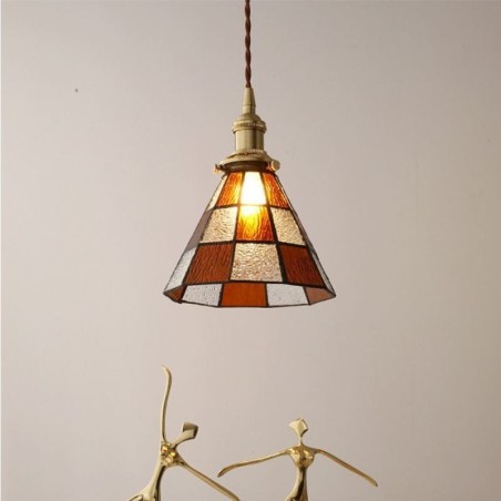 Lampada a sospensione in vetro retrò stile giapponese a traliccio