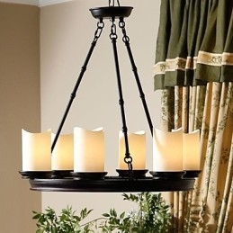 Lampadario vintage a 6 luci in acciaio e vetro