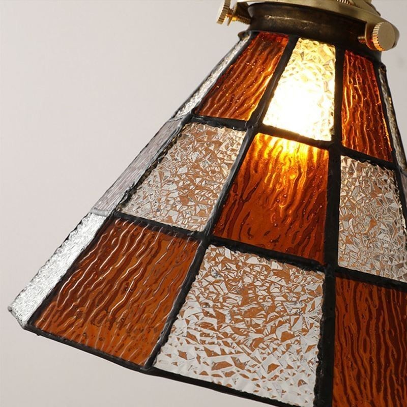 Lampada a sospensione in vetro retrò stile giapponese a traliccio