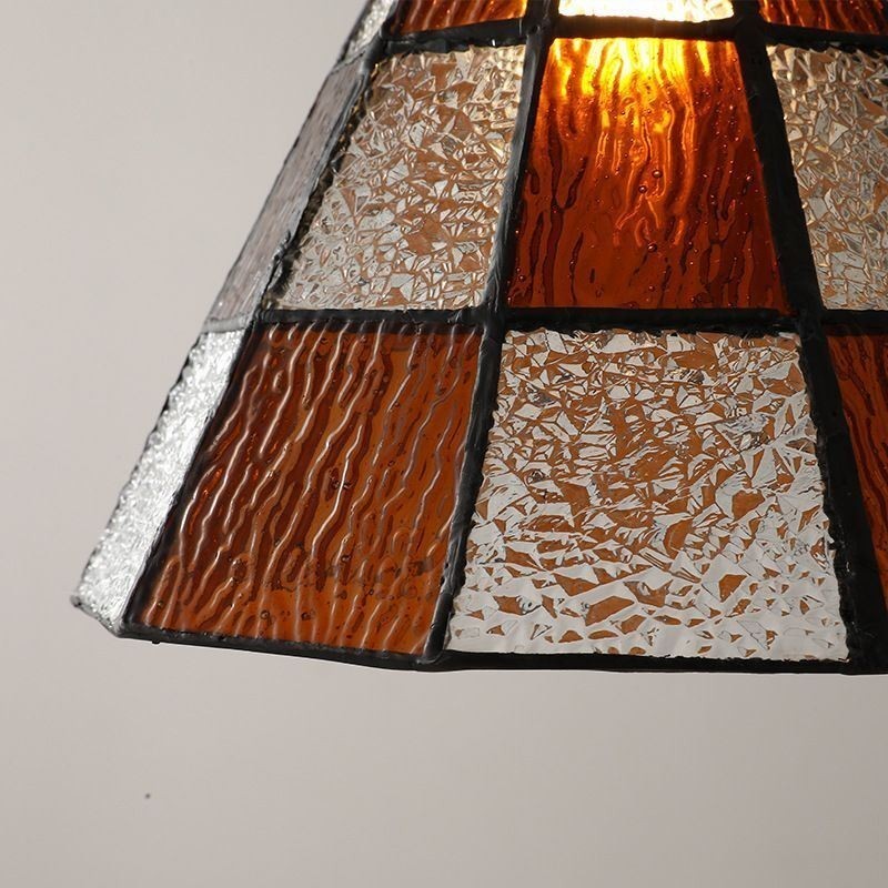 Lampada a sospensione in vetro retrò stile giapponese a traliccio