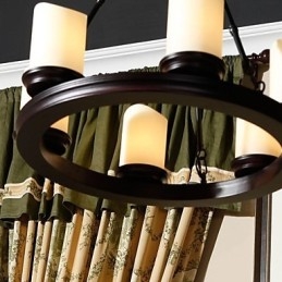 Lampadario vintage a 6 luci in acciaio e vetro