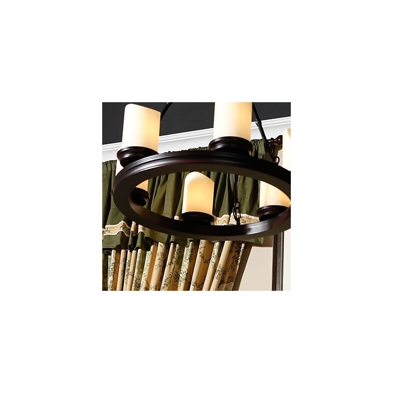 Lampadario vintage a 6 luci in acciaio e vetro