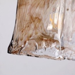 Lampada a sospensione giapponese in vetro ambra mini, ottone, 1 luce