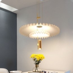 Lampada a sospensione LED moderna plissettata in acrilico, 2 luci, 14 W
