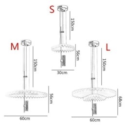 Lampada a sospensione LED moderna plissettata in acrilico, 2 luci, 14 W